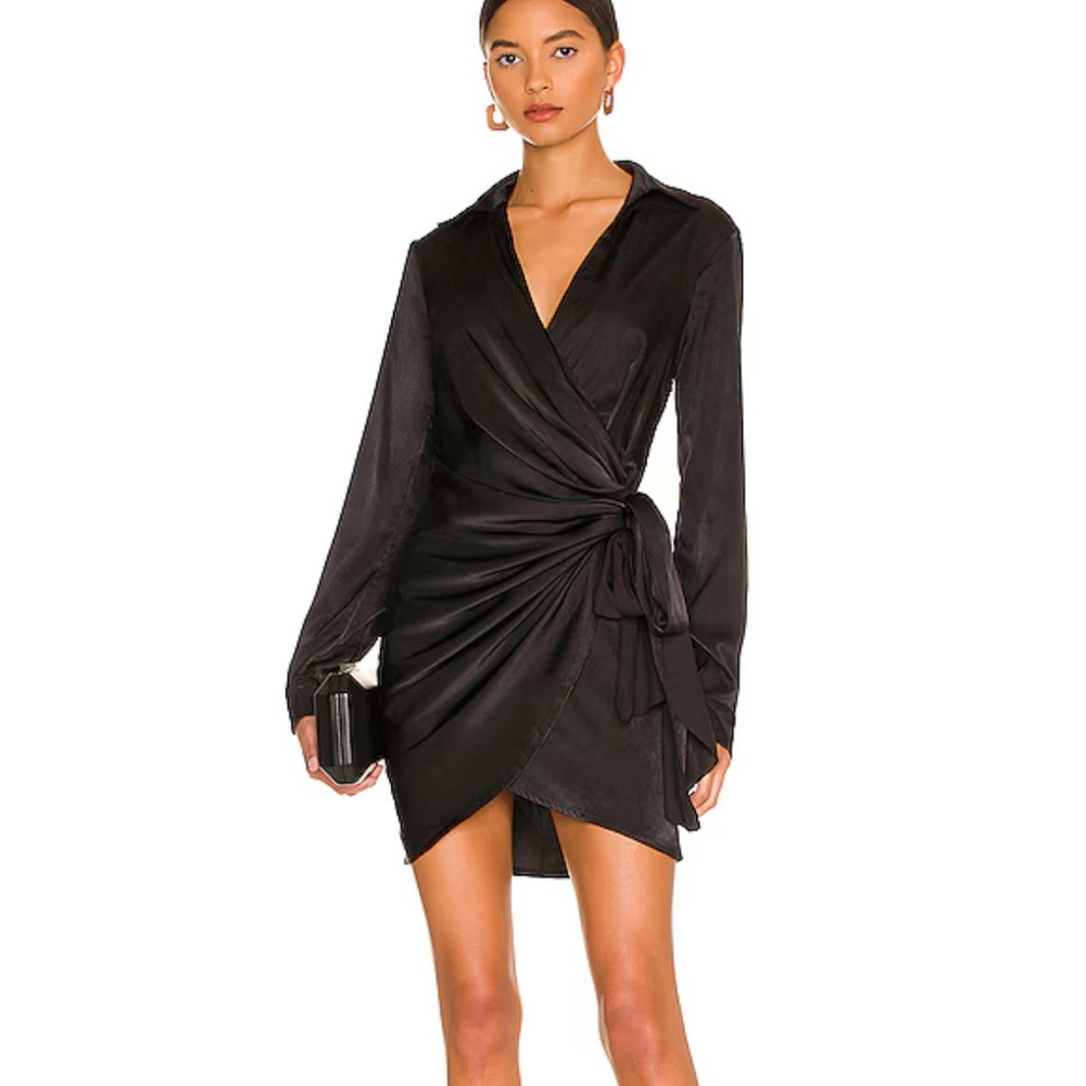 Superdown Size Small Satin Black dress from Revolve